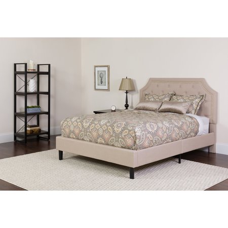 FLASH FURNITURE Queen Platform Bed Set, Beige SL-BMF-3-GG